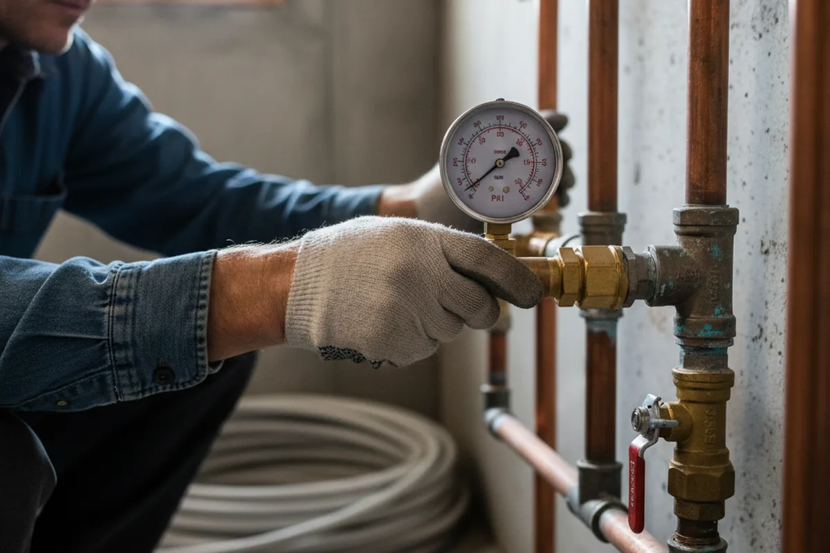 Pressure testing a repaired line during Water Line Repair in Chesterfield